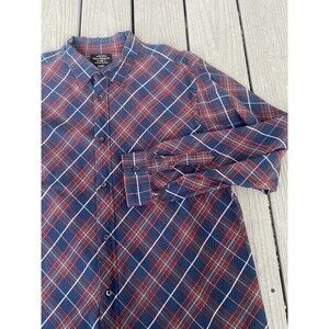 Ralph Lauren Polo Jeans Co Red Navy Plaid Cotton Shirt XXL 90s Casual